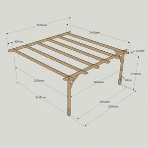 Rutland County Wall Mounted Premium Pergola 2.4m x 3.6m Size: L 2.4m x Rutland County Wall Mounted Premium Pergola 2.4m x 3.6m Size: L 2.4m x