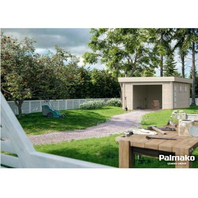 Palmako Rasmus Beige Wooden Garage - 19m² - Garage without Doors Palmako Rasmus Beige Wooden Garage - 19m² - Garage without Doors