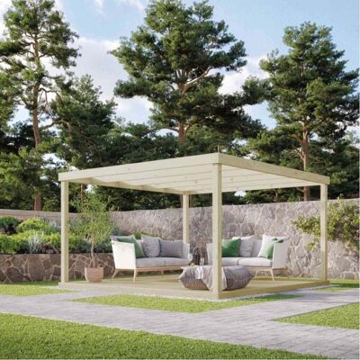 Rutland County Box Pergola And Decking Kit 3m in Light Green Colour Op Rutland County Box Pergola And Decking Kit 3m in Light Green Colour Op