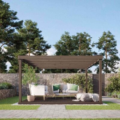 Rutland County Box Pergola And Decking Kit 2.4m in Rustic Brown Colour Rutland County Box Pergola And Decking Kit 2.4m in Rustic Brown Colour