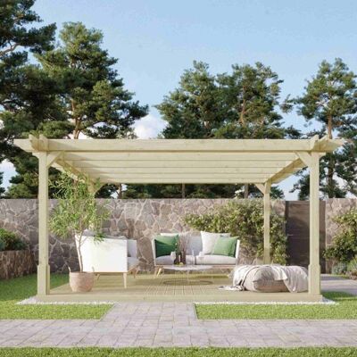 Rutland County Double Premium Pergola And Decking Kit 4.2m in Light Gr Rutland County Double Premium Pergola And Decking Kit 4.2m in Light Gr