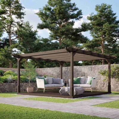 Rutland County Double Premium Pergola And Decking Kit 2.4m in Rustic B Rutland County Double Premium Pergola And Decking Kit 2.4m in Rustic B