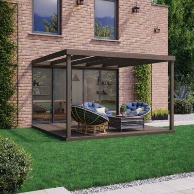 Rutland County Wall Mounted Box Pergola And Decking Kit 2.4m in Rustic Rutland County Wall Mounted Box Pergola And Decking Kit 2.4m in Rustic