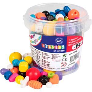 Playbox Wooden Beads Set - 150 Multicolored Beads - Ages 3+ Playbox Wooden Beads Set - 150 Multicolored Beads - Ages 3+