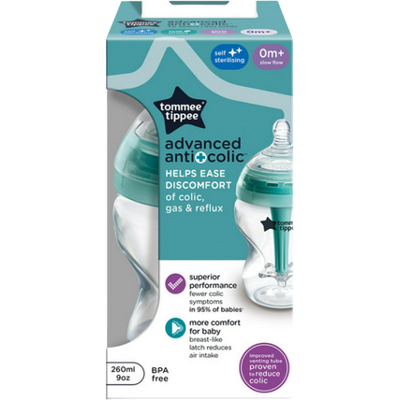 Tommee Tippee Advanced Anti-Colic 0+ Months Baby Bottle â 260 ml Tommee Tippee Advanced Anti-Colic 0+ Months Baby Bottle â 260 ml