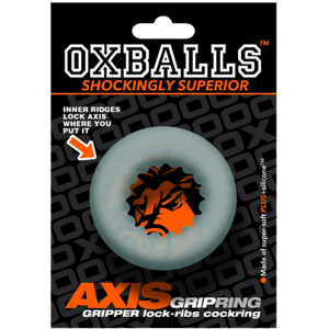Oxballs Axis - Ribbed Griphold Cockring - Clear Ice Oxballs Axis - Ribbed Griphold Cockring - Clear Ice