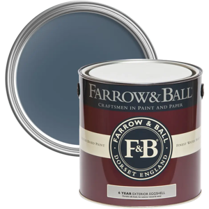 Farrow & Ball Exterior Eggshell 2.5L, Stiffkey Blue No. 281, Exterior Eggshell Paint with 6 Year Protection Farrow & Ball Exterior Eggshell 2.5L, Stiffkey Blue No. 281, Exterior Eggshell Paint with 6 Year Protection