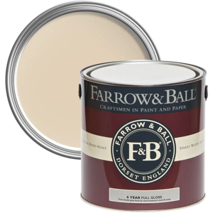 Farrow & Ball Full Gloss 2.5L, Single Cream No. 9901, Wood and Metalwork Paint Farrow & Ball Full Gloss 2.5L, Single Cream No. 9901, Wood and Metalwork Paint