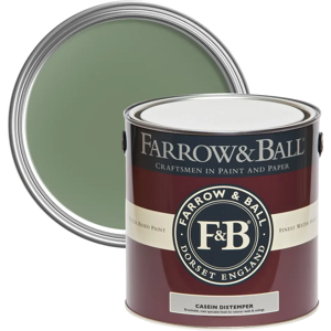 Farrow & Ball Casein Distemper 5L, Calke Green No. 34, Casein Distemper Paint Farrow & Ball Casein Distemper 5L, Calke Green No. 34, Casein Distemper Paint