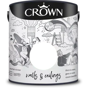 Crown Walls and Ceilings Silk Emulsion Paint, Pure Brilliant White 5L Crown Walls and Ceilings Silk Emulsion Paint, Pure Brilliant White 5L