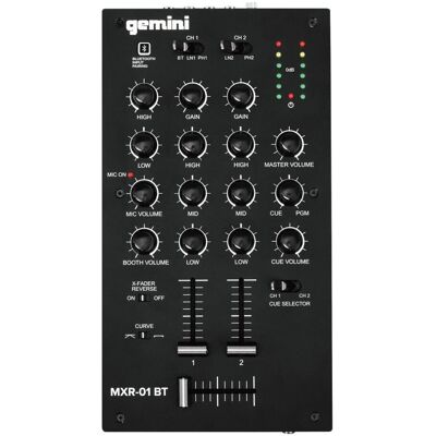 Gemini MXR-01BT 2 Channel DJ Mixer with Bluetooth Gemini MXR-01BT 2 Channel DJ Mixer with Bluetooth