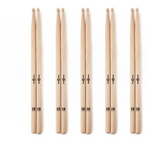 Gear4Music 2B Hickory Drumsticks Natural 5 Pack Gear4Music 2B Hickory Drumsticks Natural 5 Pack