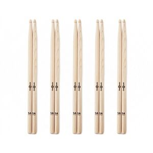 Gear4Music 5A Hickory Wood Tip Drumsticks Natural 5 Pack Gear4Music 5A Hickory Wood Tip Drumsticks Natural 5 Pack