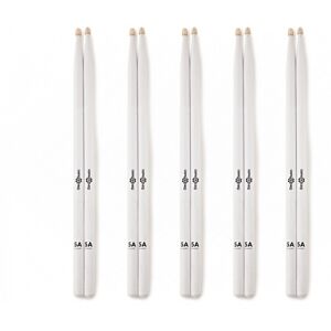 Gear4Music 5A Hickory Wood Tip Drumsticks White 5 Pack Gear4Music 5A Hickory Wood Tip Drumsticks White 5 Pack