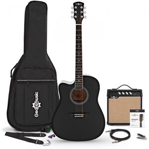 Gear4Music Dreadnought Cutaway Left Handed Electro Acoustic Guitar Black 15W Acoustic Amp & Accessory Pack Gear4Music Dreadnought Cutaway Left Handed Electro Acoustic Guitar Black 15W Acoustic Amp & Accessory Pack