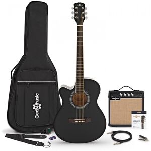 Gear4Music Single Cutaway Left Handed Electro Acoustic Guitar Black 15W Acoustic Amp & Accessory Pack Gear4Music Single Cutaway Left Handed Electro Acoustic Guitar Black 15W Acoustic Amp & Accessory Pack