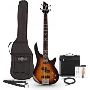 Gear4Music Chicago Short Scale Bass Guitar + 15W Amp Pack Sunburst Gear4Music Chicago Short Scale Bass Guitar + 15W Amp Pack Sunburst