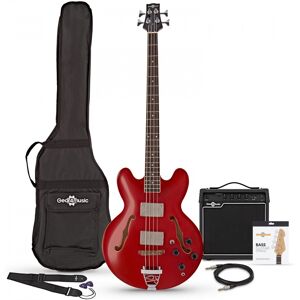 Gear4Music San Francisco Semi Acoustic Bass Wine Red 15W Bass Amp Pack Gear4Music San Francisco Semi Acoustic Bass Wine Red 15W Bass Amp Pack