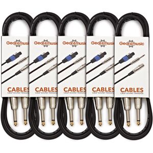 Gear4Music Pack of 5 Jack Instrument Cables 3m Gear4Music Pack of 5 Jack Instrument Cables 3m