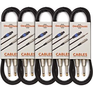 Gear4Music Pack of 5 Jack Instrument Cables 1m Gear4Music Pack of 5 Jack Instrument Cables 1m