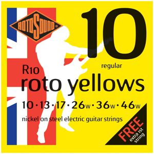 Rotosound R10 Roto Yellow Nickel Electric Guitar Strings 10-46 Rotosound R10 Roto Yellow Nickel Electric Guitar Strings 10-46