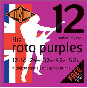 Rotosound R12 Roto Purple Nickel Electric Guitar Strings 12-52 Rotosound R12 Roto Purple Nickel Electric Guitar Strings 12-52