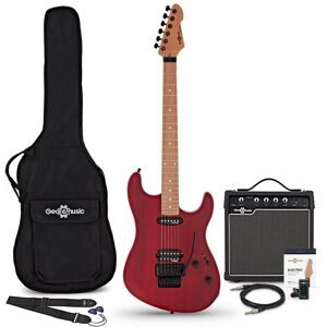 Gear4Music LA Select Modern Electric Guitar Transparent Ruby Red 15W Guitar Amp & Accessory Pack Gear4Music LA Select Modern Electric Guitar Transparent Ruby Red 15W Guitar Amp & Accessory Pack