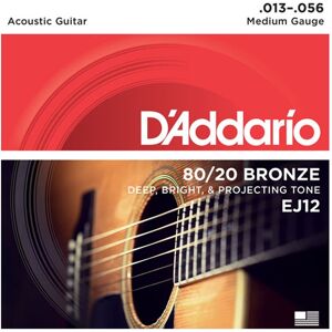 DAddario EJ12 80/20 Bronze Acoustic Guitar Strings Medium 13-56 DAddario EJ12 80/20 Bronze Acoustic Guitar Strings Medium 13-56