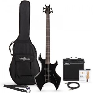 Gear4Music Harlem X Bass Guitar + 15W Amp Pack Black Gear4Music Harlem X Bass Guitar + 15W Amp Pack Black