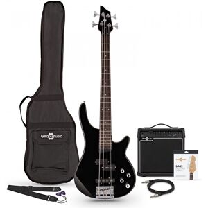 Gear4Music 3/4 Chicago Bass Guitar + 15W Amp Pack Black Gear4Music 3/4 Chicago Bass Guitar + 15W Amp Pack Black