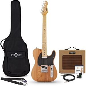 Gear4Music Knoxville Electric Guitar Natural 15W Tweed Amp & Accessory Pack Gear4Music Knoxville Electric Guitar Natural 15W Tweed Amp & Accessory Pack