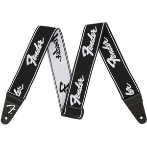 Fender WeighLess 2" Running Logo Guitar Strap Black/White Fender WeighLess 2" Running Logo Guitar Strap Black/White