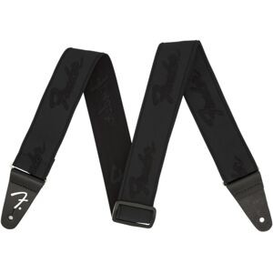 Fender WeighLess 2" Running Logo Guitar Strap Black/Black Fender WeighLess 2" Running Logo Guitar Strap Black/Black