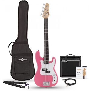 Gear4Music 3/4 LA Bass Guitar Pink 15W Bass Amp Pack Gear4Music 3/4 LA Bass Guitar Pink 15W Bass Amp Pack