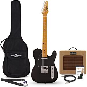 Gear4Music Knoxville Electric Guitar Black 15W Tweed Amp & Accessory Pack Gear4Music Knoxville Electric Guitar Black 15W Tweed Amp & Accessory Pack