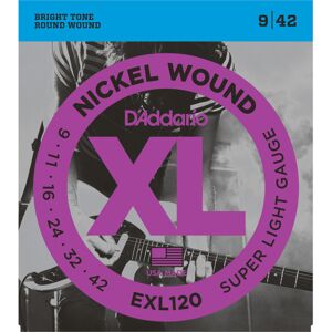 DAddario EXL120 Electric Guitar Strings Super Light 9-42 DAddario EXL120 Electric Guitar Strings Super Light 9-42