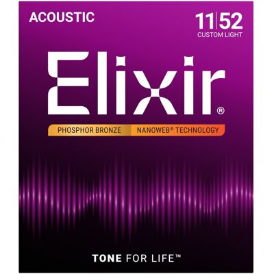 Elixir 16027 NANOWEB Custom Light Phosphor Bronze 11-52 Elixir 16027 NANOWEB Custom Light Phosphor Bronze 11-52