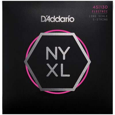 Daddario NYXL45130 Bass Gtr 5 String Set Light Long Scale 45-130 Daddario NYXL45130 Bass Gtr 5 String Set Light Long Scale 45-130