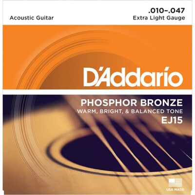 DAddario EJ15 Phosphor Bronze Extra Light 10-47 DAddario EJ15 Phosphor Bronze Extra Light 10-47
