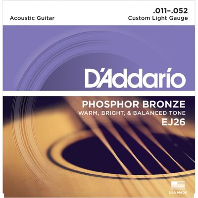DAddario EJ26 Phosphor Bronze Custom Light 11-52 DAddario EJ26 Phosphor Bronze Custom Light 11-52