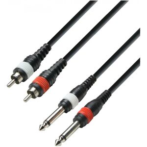 Adam Hall 3 STAR Unbalanced Twin 1/4" Jack to RCA Cable 3m Adam Hall 3 STAR Unbalanced Twin 1/4" Jack to RCA Cable 3m
