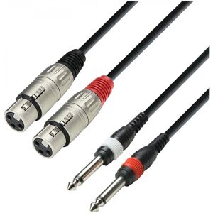 Adam Hall 3 STAR Twin XLR (F) to Unbalanced Twin TS 1/4" Jack Cable 3m Adam Hall 3 STAR Twin XLR (F) to Unbalanced Twin TS 1/4" Jack Cable 3m