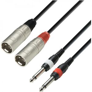 Adam Hall 3 STAR Twin XLR (M) to Unbalanced Twin TS Jack Cable 1m Adam Hall 3 STAR Twin XLR (M) to Unbalanced Twin TS Jack Cable 1m