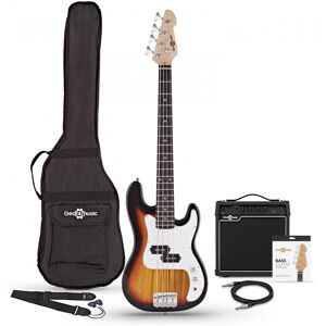Gear4Music 3/4 LA Bass Guitar Sunburst 15W Bass Amp Pack Gear4Music 3/4 LA Bass Guitar Sunburst 15W Bass Amp Pack