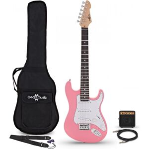 Gear4Music 3/4 LA Electric Guitar Pink Mini Guitar Amp Pack Gear4Music 3/4 LA Electric Guitar Pink Mini Guitar Amp Pack