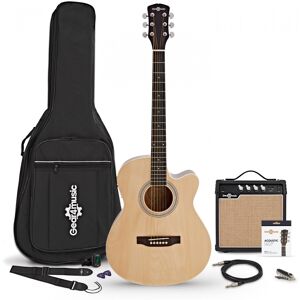 Gear4Music Single Cutaway Electro Acoustic Guitar Natural 15W Acoustic Amp & Accessory Pack Gear4Music Single Cutaway Electro Acoustic Guitar Natural 15W Acoustic Amp & Accessory Pack