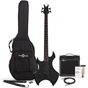 Gear4Music Harlem X Left Handed Bass Guitar + 15W Amp Pack Black Gear4Music Harlem X Left Handed Bass Guitar + 15W Amp Pack Black