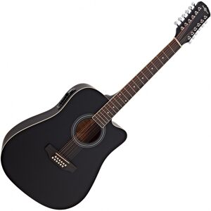 Dreadnought 12 String Electro Acoustic Guitar by Gear4music Black Dreadnought 12 String Electro Acoustic Guitar by Gear4music Black
