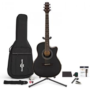 Roundback Acoustic Guitar Complete Player Pack by Gear4music Black Roundback Acoustic Guitar Complete Player Pack by Gear4music Black