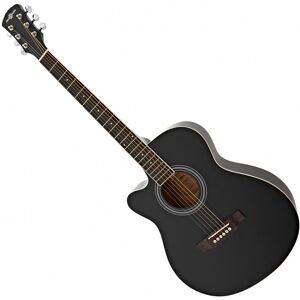 Single Cutaway Left Handed Acoustic Guitar by Gear4music Black Single Cutaway Left Handed Acoustic Guitar by Gear4music Black